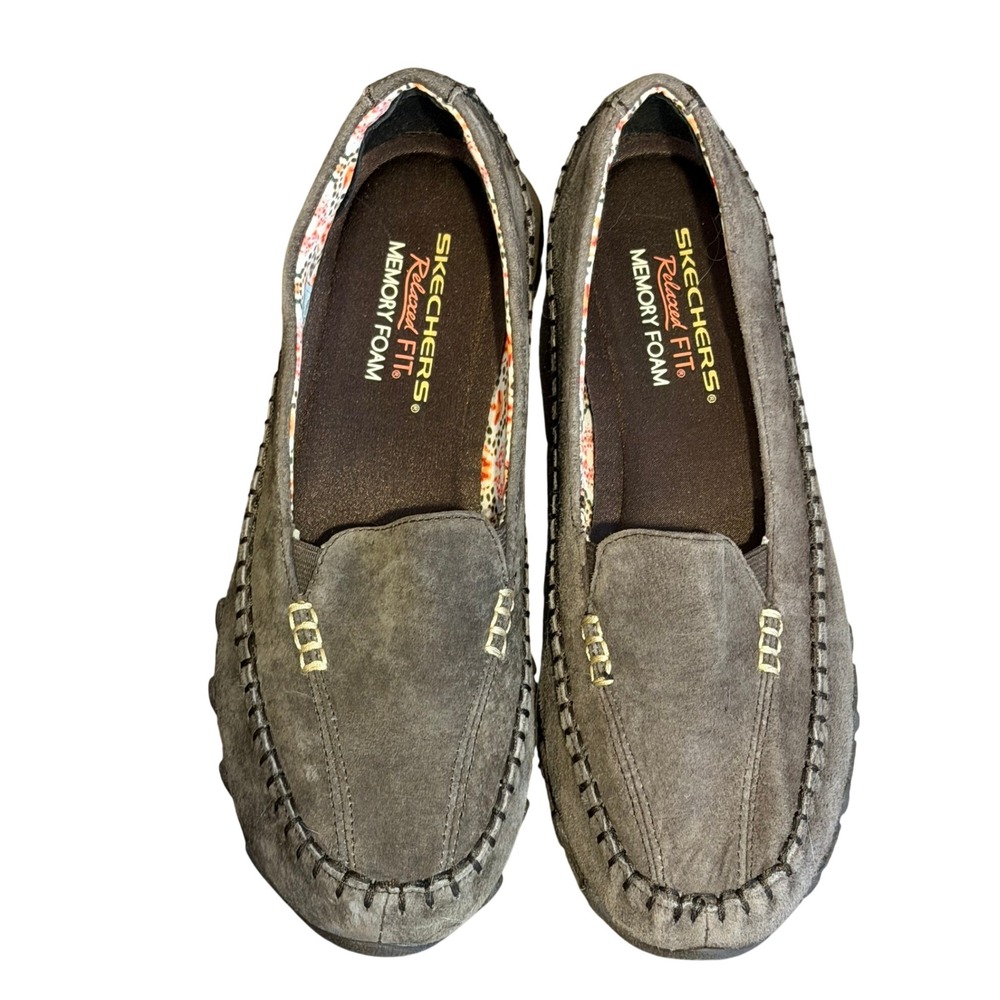 Skechers Relaxed Fit Memory Foam Suede Loafers Women's 7.5 Comfort Slip On Shoes